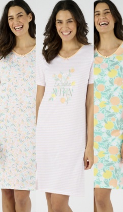 Damart Pack of 3 100% Cotton Jersey Nightdresses